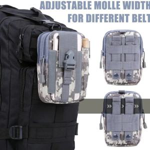 전술용 위장 패턴 몰리(MOLLE) 허리 파우치, 다용도 EDC 정리용 벨트 가방