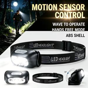 초고휘도 헤드램프 휴대용 LED 센서 헤드라이트 USB 충전식 헤드 플래시라이트 아웃도어 캠핑 낚시 비상용 랜턴