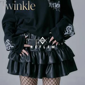 여성용 Y2K 펑크 스타일 가죽 미니 스커트, 데님 하프 스커트, 하라주쿠 스타일의 다크 고딕 벨트 스커트, 알터너티브 패션 스트리트웨어