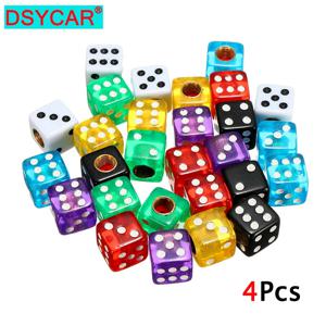 DSYCAR 4개 플라스틱 휠 스템 타이어 에어 밸브 방진 캡 골드 다이스 타이어 밸브 캡 자전거 자동차 트럭 타이어 밸브 먼지 캡