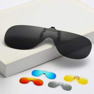 VIVIBEE 플립업 클립온 선글라스 편광 낚시용 남성용 그레이 렌즈 운전용 UV400 항공 쿨 오버사이즈 야간 시력 보호 선글라스
