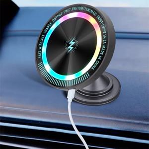 15W 자기 유도 충전기 삼성 아이폰 15 Magsafe Macsafe 스탠드 대시 보드 마운트에 대한 빠른 차량 자동차 무선 충전