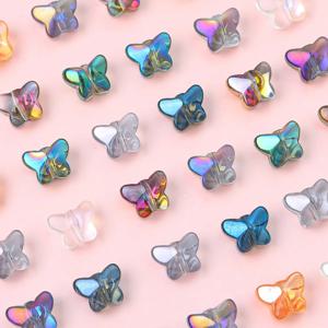 60pcs 유리 도금 나비 크리스탈 비즈 느슨한 비즈 수제 DIY 팔찌 목걸이 귀걸이 쥬얼리 액세서리