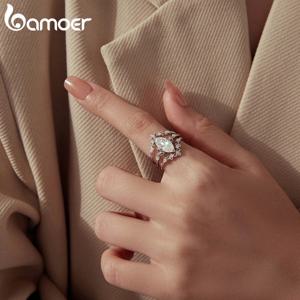 바모어 2캐럿 모이사나이트 반지, 925 스털링 실버, 마퀴즈 컷, D 컬러, VVS1 등급, 최상급 랩 다이아몬드, 레이어링 가능한 디자인, 여성용, 약혼 선물