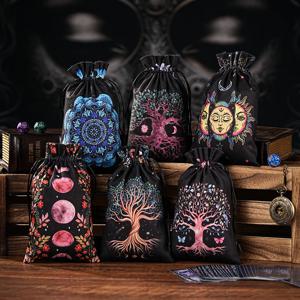 1pc/6pcs 벨벳 타로 오라클 카드 보관 가방 타로 주머니 룬 주사위 크리스탈 보석 가방 다중 사용 주머니 마녀 운세