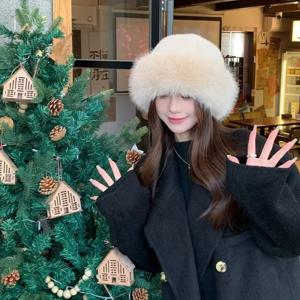 여성용 신상 푹신한 퍼 버킷 햇 플러시 어부 모자 따뜻한 겨울 모자 두꺼운 눈비 날 파나마 캡 크리스마스 선물
