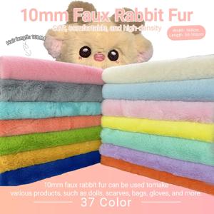 인조 토끼털 원단 암호화 100% 폴리에스터 10mm 파일 슈퍼 소프트 DIY 면 인형 플러시 원단 미터 단위 판매 (재봉용)