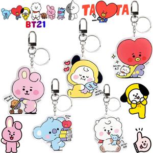 BT21 코야 RJ 슈키 망 치미 쿠키 키체인 독창적인 고급 애니메이션 만화 HD DIY 프린트 귀여운 백팩 펜던트 장식