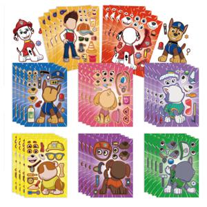 16장의 시트로 얼굴을 만들어라 PAW Patrol 퍼즐 만화 스티커 DIY 라이더 체이스 조립 퍼즐 어린이 선물 소년 생일 파티 선물