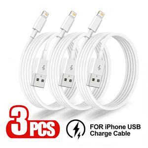 아이폰 6 6S 7 8 14 플러스 X XR XS 맥스 11 12 13 미니 14 프로 맥스 SE용 3개입 USB 고속 충전 케이블, 급속 충전 USB 데이터 케이블