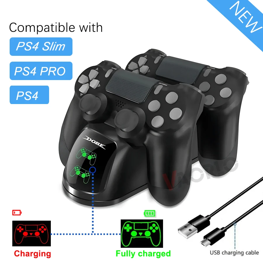 게임패드 고속 충전 도크 충전기, PS4, PS4 슬림, PS4 프로 게임 컨트롤러, 조이스틱 도크 거치대, 표시등 포함, 신제품
