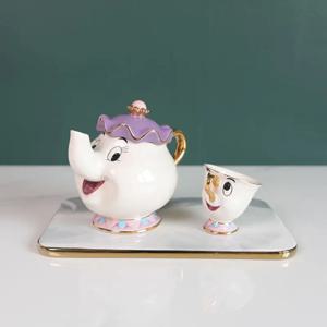 귀여운 미녀와 야수 티팟 만화 커피 포트 머그컵 미세스 팟츠 칩 컵 티팟 티컵 세트 홈데코 장식품 장난감 선물