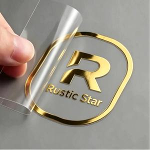 50pcs 스티커 맞춤형 로고 맞춤형 스티커 금속 골드 전사 스티커 디자인 3D UV DTF웨딩 라벨 회사 브랜드 이름