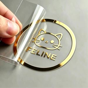 50PCS 스티커 맞춤형 로고 금속 금은색 맞춤 스티커 디자인 3D UV DTF 웨딩 라벨 전사 스티커 회사 이름