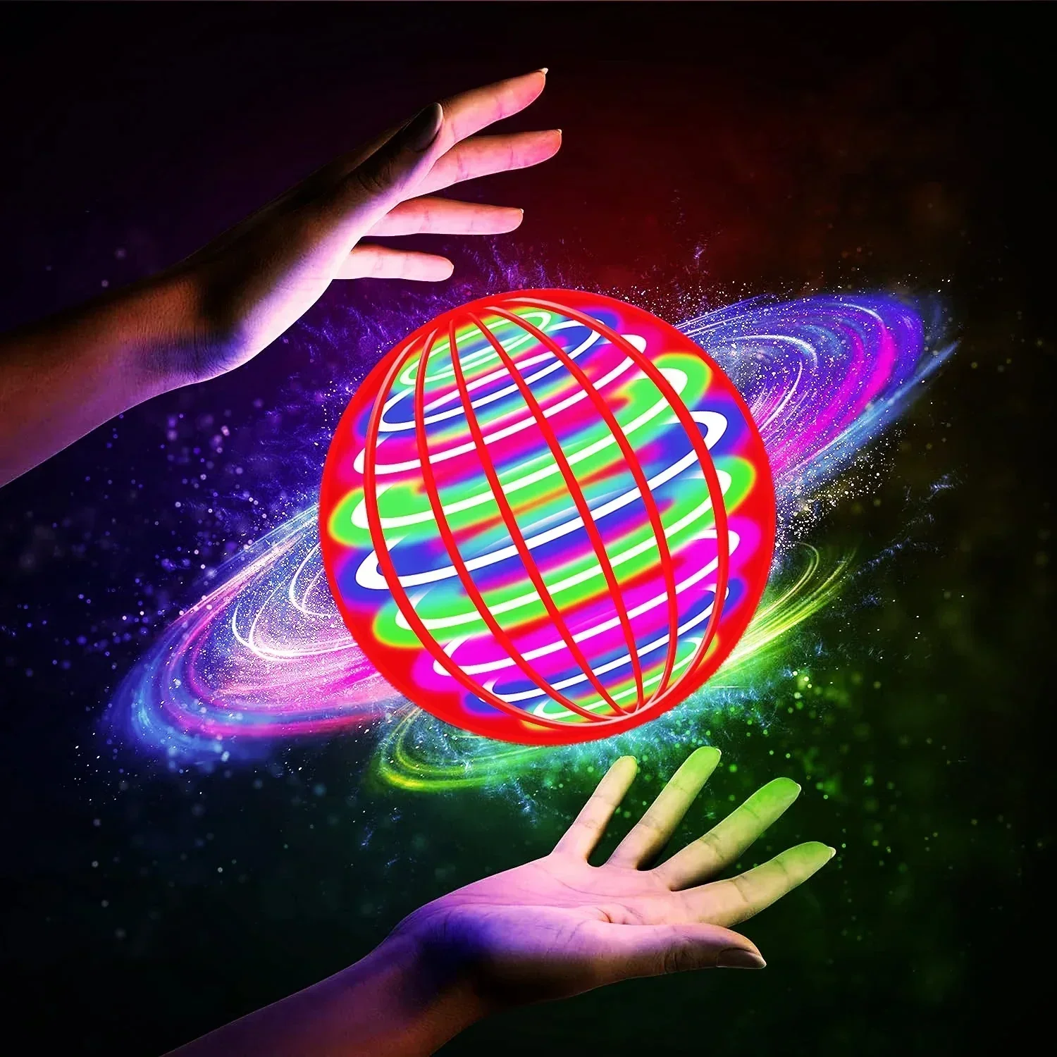 날아다니는 공, 자동 회전 LED 공, 화려한 조명, 마법처럼 떠다니는 공, 팬이 달린 UFO 비행 장치, 장난감, 선물, 게임, 스포츠 공.