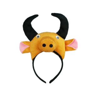 1세트 동물 머리띠 의상 세트, 주황색 만화 소 캐릭터, 어린이 파티 코스프레, 마스크, 넥타이, 꼬리, 소 코스프레 의상 세트