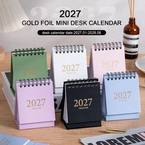 2027 모란디 컬러 미니 데스크 캘린더 18개월 데스크탑 플랜 캘린더 메모 메시지 소형 장식품 사무용품 학생용품