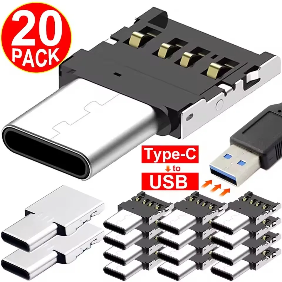1-20개 OTG 마이크로 USB 타입 C 어댑터 USB-C(수) - USB 2.0(암) 데이터 커넥터 (맥북, 삼성, 샤오미, 화웨이, 안드로이드 폰용)