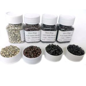 1000Pcs 헤어 익스텐션 용 4mm 마이크로 링 헤어 용 마이크로 링크 실리콘 라이닝 헤어 익스텐션 비드 도구 액세서리