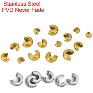 20개 변색 없는 4 5 6mm 스테인리스 스틸 크림프 스토퍼 비즈 커버 PVD 루즈 빅 홀 스페이서 엔드 비즈 DIY 쥬얼리 제작용