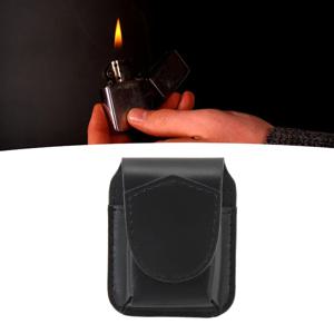 PU 가죽 라이터 파우치, 검은색, 부드러운 벨벳 안감, 라이터 보관 케이스, 긁힘 방지, 내장형 버클, 라이터 벨트 고리