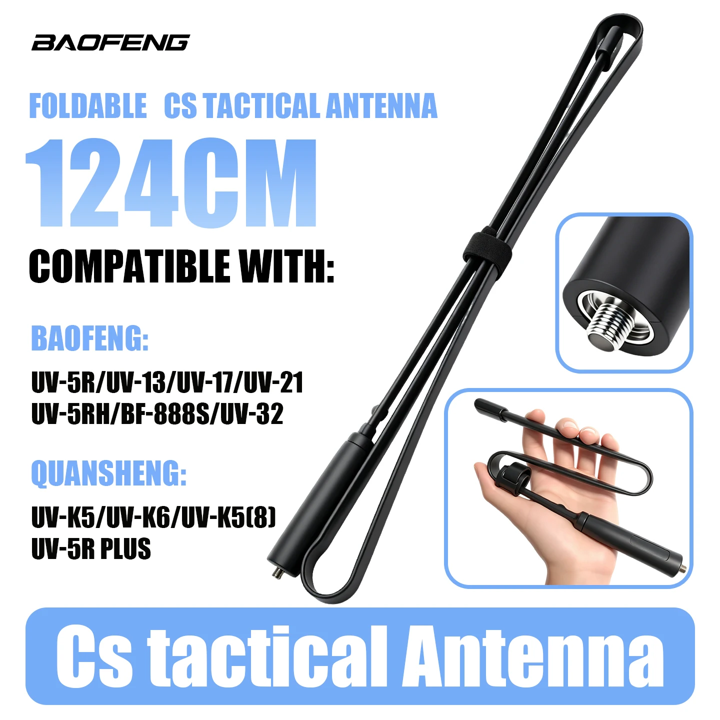 GUOGE CS 전술 안테나 SMA-여성 듀얼 밴드 VHF UHF 144/430Mhz 워키 토키 용 접이식 Baofeng UV-13PRO UV-5R Quansheng
