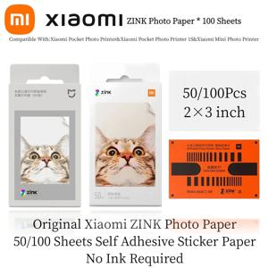 샤오미 포켓 포토 프린터용 100매 ZINK 포토 용지, 자가 접착식 스티커 용지, 미니 즉석 사진 프린터용 리필 용지
