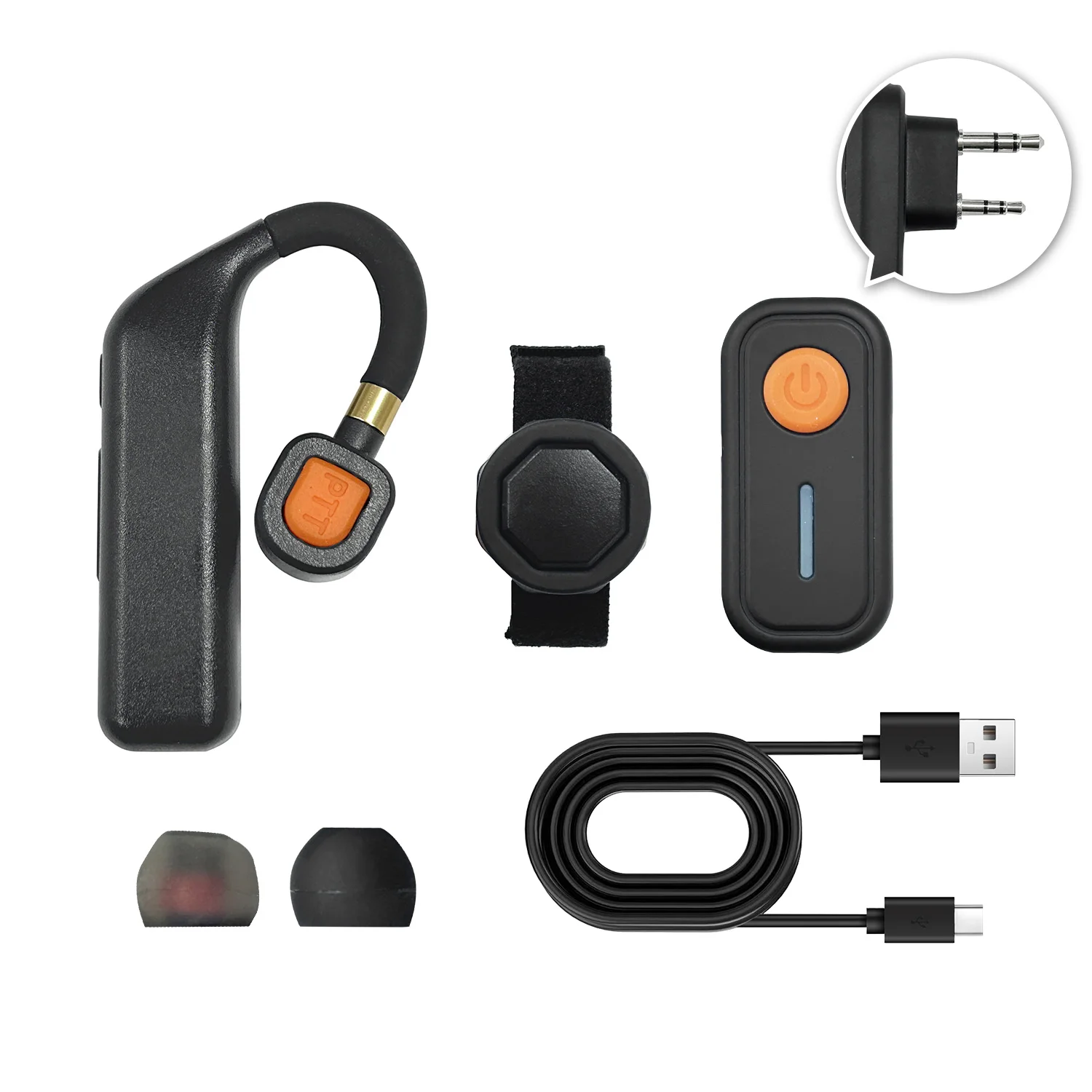 NEK-N01 2.4GHz 무선 PTT 이어셋, 양방향 무전기용 노이즈 캔슬링 이어후크 헤드셋, USB-C 충전, 10시간 사용