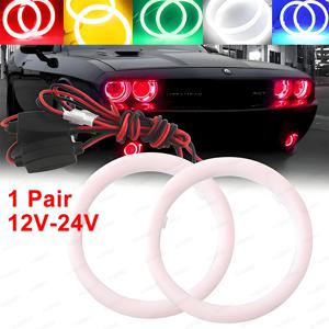 1쌍 엔젤아이즈 12V 24V COB 헤일로 링 LED 자동차 오토바이 스쿠터 헤드라이트 장식용 안개등 폭등 60 70 80 90 100 110 120mm