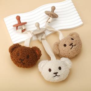 아기 젖꼭지 클립, 셰르파 봉제 곰 컴프터, 수제 자수, 다목적, 아기 더미, 수저, 거치대 클립 체인 장난감