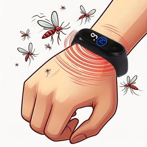 ‌ 남녀공용 착용형 모기 구충제 손목밴드, 물리적 및 초음파, 비화학적, 가정 및 실외용, 배터리 2개 포함