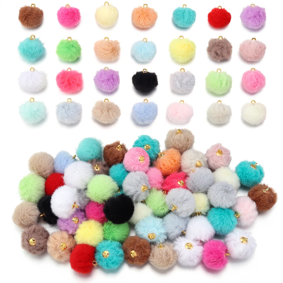 20pcs 플러쉬 모피 커버 볼 구리 매력 DIY 목걸이 귀걸이 팔공 공 보석 공급 발견을 만드는 귀걸이 보석을 위한 공급을 만드는 DIY 목걸이 목걸이 공구 귀걸이