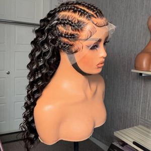 딥 웨이브 13X4X1 HD 풀 레이스 파트 프론탈 가발 여성용 풀 소프트 가발, 베이비 헤어 포함, 열에 강한 섬유, 데일리용