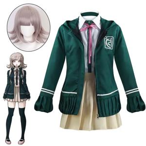 애니메이션 Danganronpa Chiaki 나나미 코스프레 의상 자켓 셔츠 가방 여성용 풀 세트 코스프레 의상