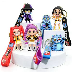 6팩 KPOP 키체인 호랑이 이미지 PVC 걸그룹 인형 키체인 귀여운 하라주쿠 스타일 열쇠고리 장식 어린이용
