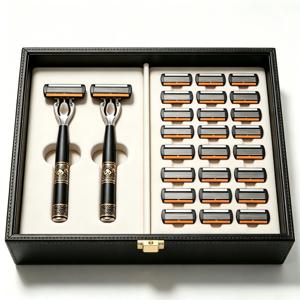 남성용 수동 안전 면도기 세트, 6중 스테인리스 스틸 칼날, 장기 사용 가능, 남녀 모두에게 적합, 훌륭한 선물 아이디어.