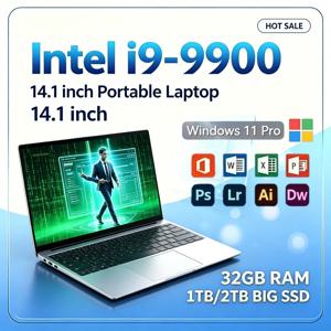 2026년형 고성능 노트북, 인텔 i9-9900 프로세서, 14.1인치, 휴대용, 16GB/32GB RAM, 윈도우 11, 1/2TB 대용량 SSD