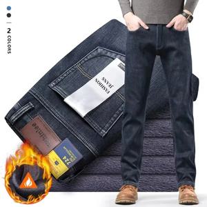 브랜드 의류, 겨울용 플리스 소재, 보온성 강화, 클래식 스타일, 빈티지 남성용 청바지, 두꺼운 소재, 신축성 있는 데님 바지, 작업복 스타일, 플로킹 처리된 바지, 스트리트 패션