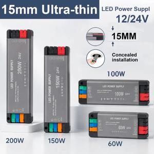 12/24V 신형 15mm 초박형 방해 방지 조명 변압기 200W-60W LED 전원 공급 장치 쇼핑몰 사무실 복도용