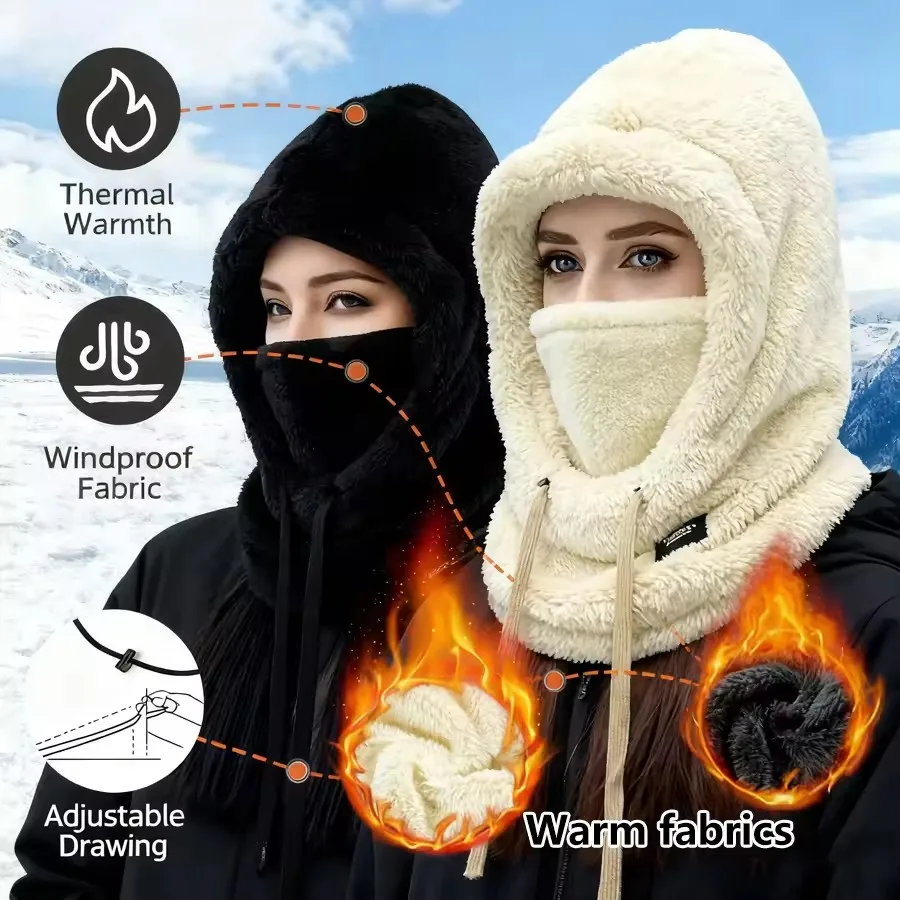 따뜻하고 보온성이 뛰어난 방풍 발라클라바, 스키용 후드, 오토바이용 얼굴 가리개, 폴라 플리스 소재, 조절 가능한 사이클링용 넥 커버, 얼굴 전체를 가리는 마스크, 겨울용