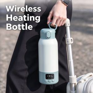 휴대용 USB 젖병 온수기 업그레이드 버전: 500ml 용량, 빠른 가열, 내장 배터리, 무선 즉시 온수 제공