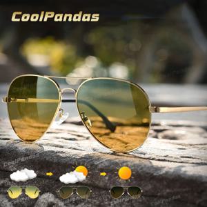 광 변색 선글라스 남성 편광 된 항공 주간 야간 투시경 운전 여성용 안경 Anti-UV Goggle oculos de sol masculino