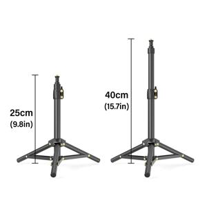 LUXCEO 1pc L06 접이식 40cm 테이블 삼각대 라이트 스탠드, 스마트 폰 카메라 비디오 라이트 패널 링 라이트 용 1/4 나사 포함