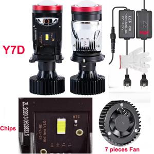 Y7D LED H4 바이캔버스 미니 렌즈 6000K 하이 로우 빔 초고휘도 CSP 칩 자동차 램프 HD 프로젝터 렌즈 LHD 12V 24V
