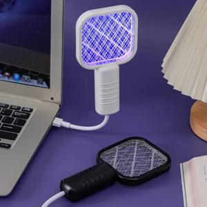 해충 방제 USB 모기채 전기 충격 미니 파리 벌레 잡는 기계 UV 라이트 휴대용 라켓 침실용