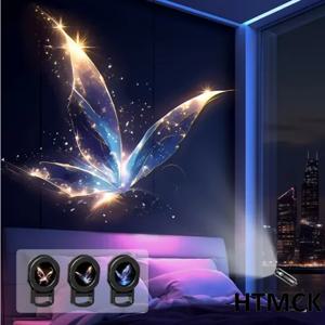 HTMCKLED USB 프로젝터 조명, 3개/6개 세트, 다양한 패턴 투사 가능 - 조절 가능한 고래, 나비, 해파리, 불가사리 모양의 야간 조명, 축제 선물용