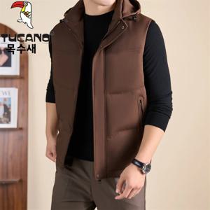 TUCANO 하이엔드 겨울 다운 조끼 남성용 후드형 두꺼운 따뜻한 숄더 코트 민소매 다운 재킷 남성 패션 도시 캐주얼 스타일