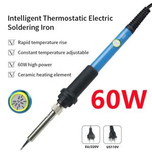 110V/220V, 60W, 미국/유럽형 플러그, 온도 조절 기능이 있는 전기 인두, 고품질 인두 받침대 포함