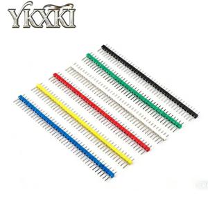 10 개/몫 40 핀 1x40 단일 행 남성 핀 2.54mm 깨지기 쉬운 핀 검정 빨강 녹색 파란색 흰색 노란색