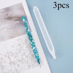 3pcs 크리스탈 에폭시 수지 펜 실리콘 몰드 볼펜 주조 실리콘 몰드 DIY 공예품 보석 만들기 도구 다시 학교로